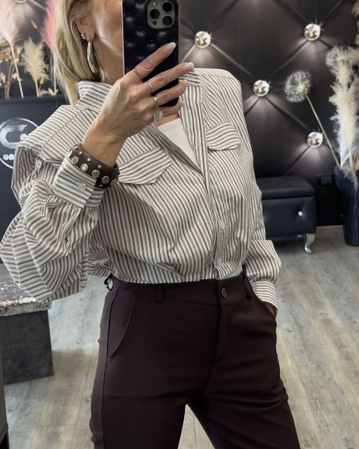 CAMICIA CROP RIGHE CON SPALLINE