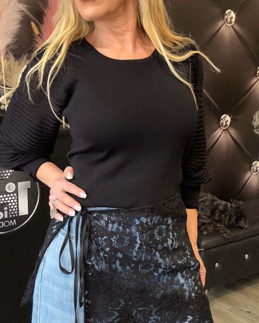 PAREO IN PIZZO TRASVERSALE nero