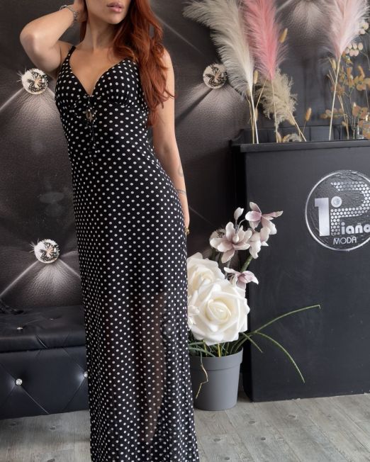 ABITO LUNGO POIS colore nero e bianco