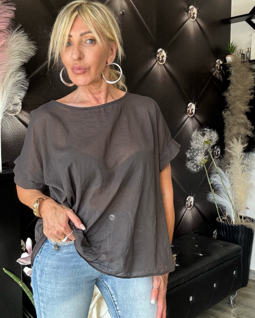 BLUSA IN MUSSOLA colore caffè’