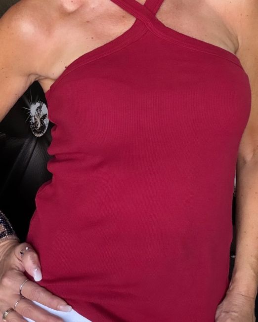 TOP INCROCIO rosso india