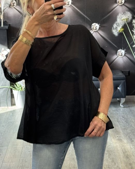 BLUSA IN MUSSOLA colore nero