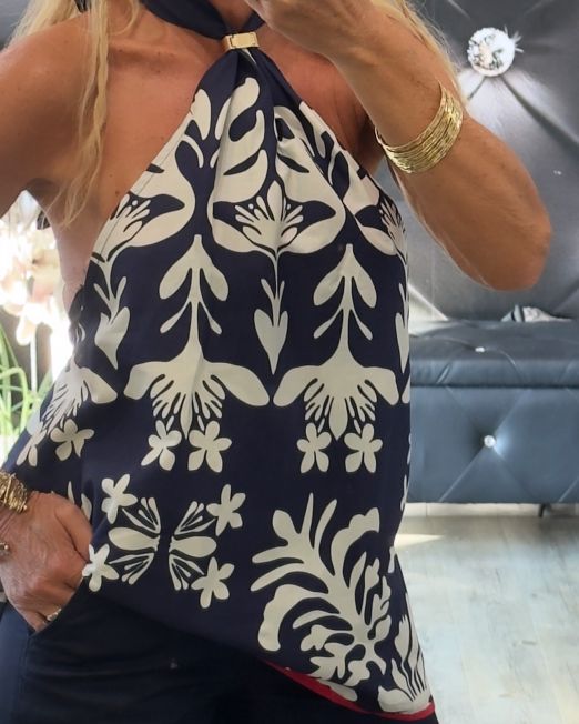 TOP HALTER STAMPA FLOREALE BY LUMINA