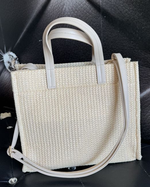 BORSA SHOPPER IN RAFIA CON TRACOLLA