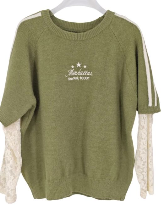 MAGLIA DOPPIATA CON MANICHE IN PIZZO E RICAMO "MANHATTAN" vari colori