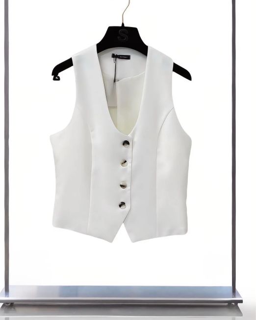 GILET CON BOTTONI AVVITATO bianco
