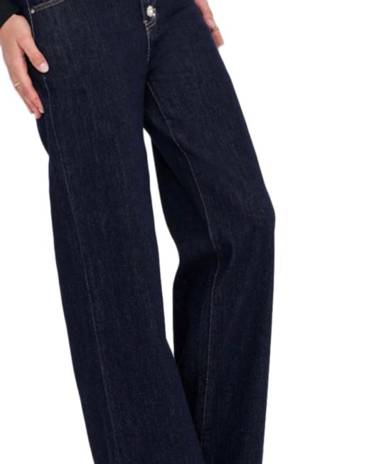 JEANS PALAZZO CON CHIUSURA BOTTONI GIOIELLO blu inchiostro