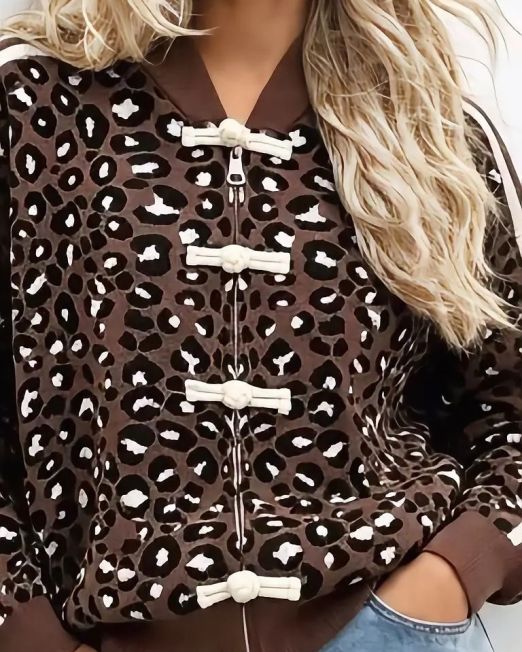 CARDIGAN JACQUARD ANIMALIER CON CHIUSURA ZIP