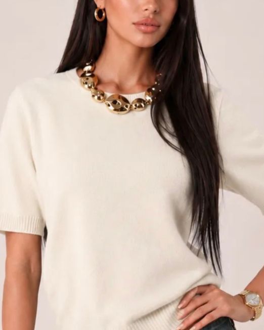 MAGLIA MANICA CORTA IN MISTO CASHMERE in 4 colori moda