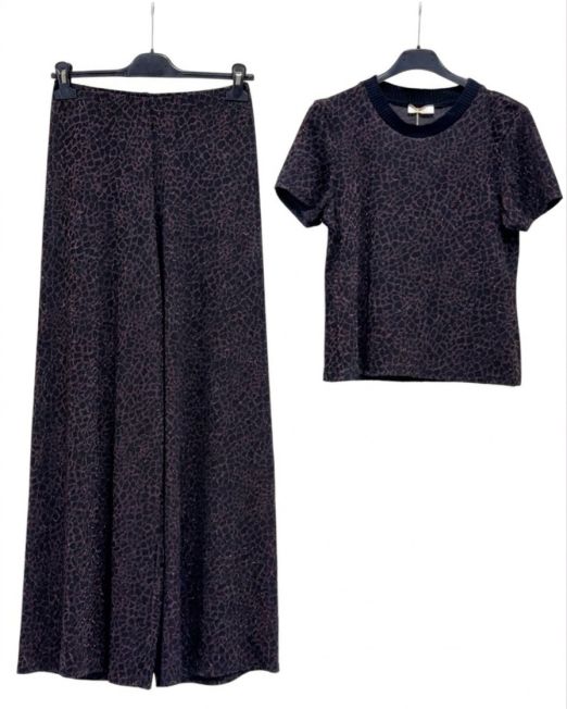 PANTALONE PALAZZO A TRAMA ANIMALIER LUREX