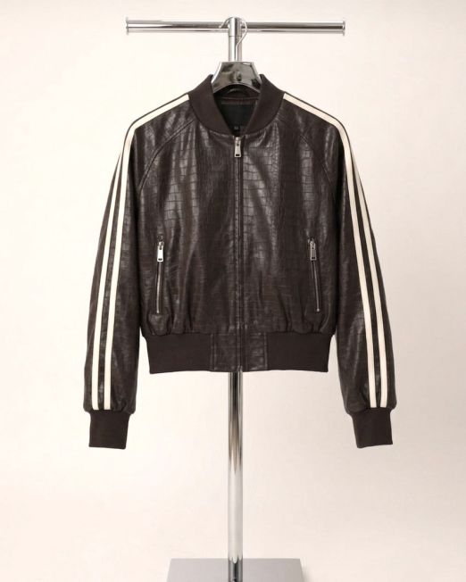 BOMBER IN ECOPELLE EFFETTO COCCODRILLO marrone