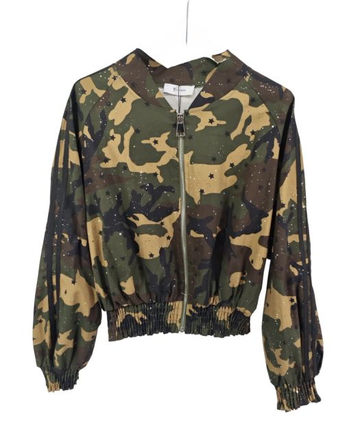 GIUBBINO BOMBER CAMOUFLAGE CON DETTAGLIO STELLE E BANDE LATERALI