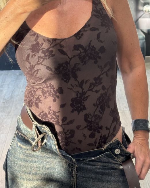 BODY SMANICATO IN TULLE ELASTICIZZATO STAMPA FLOREALE vari colori