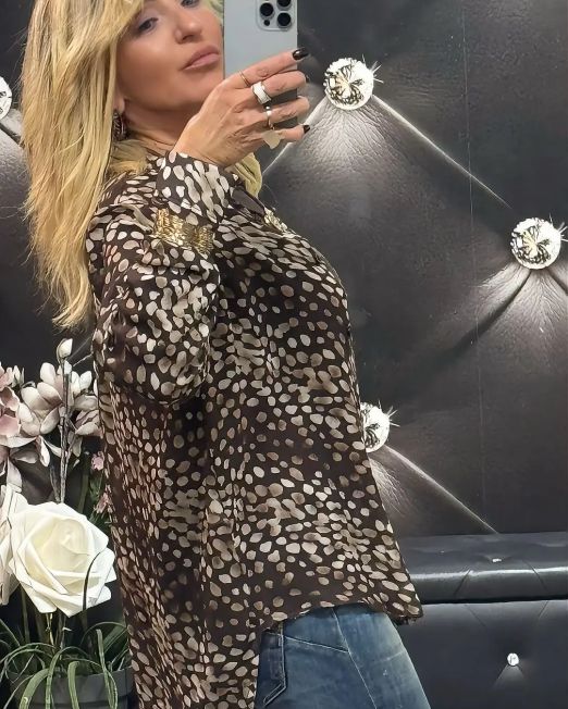 CAMICIA FANTASIA FLUIDA ASIMMETRICA IN MISTO LANA